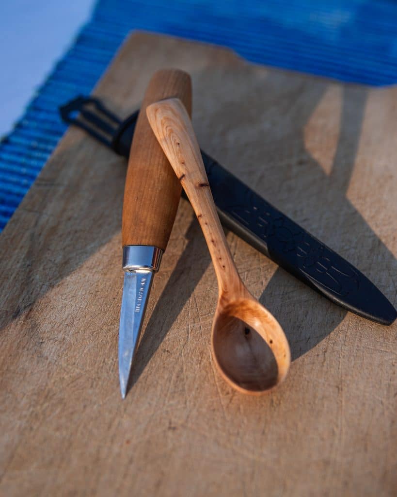 spoon carved with knife