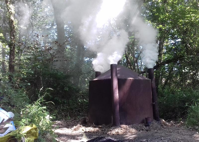 Kiln producing steam rather than smoke