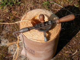 12 drill with hook in chuck and baler twine.JPG