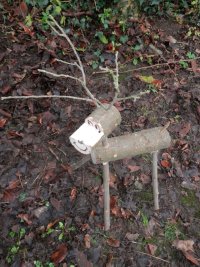 bushcraft reindeer (8) drill holes for and fit antlers and draw on a face.JPG