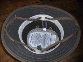 Inside the waxed cotton Tilley showing the wind cord attachment.JPG