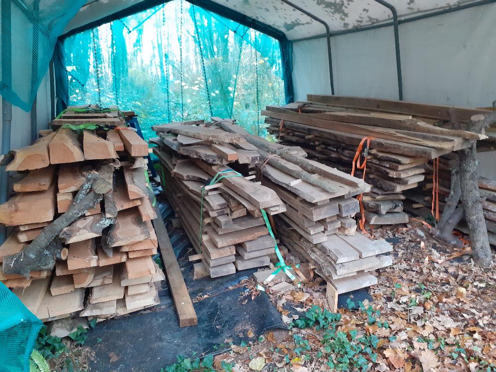 Timber in semi permanent drying shed