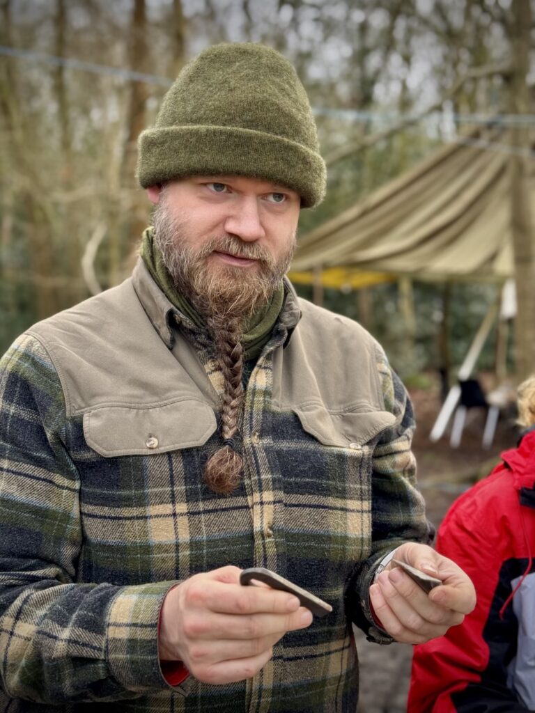 Ben demonstrating flint and steel