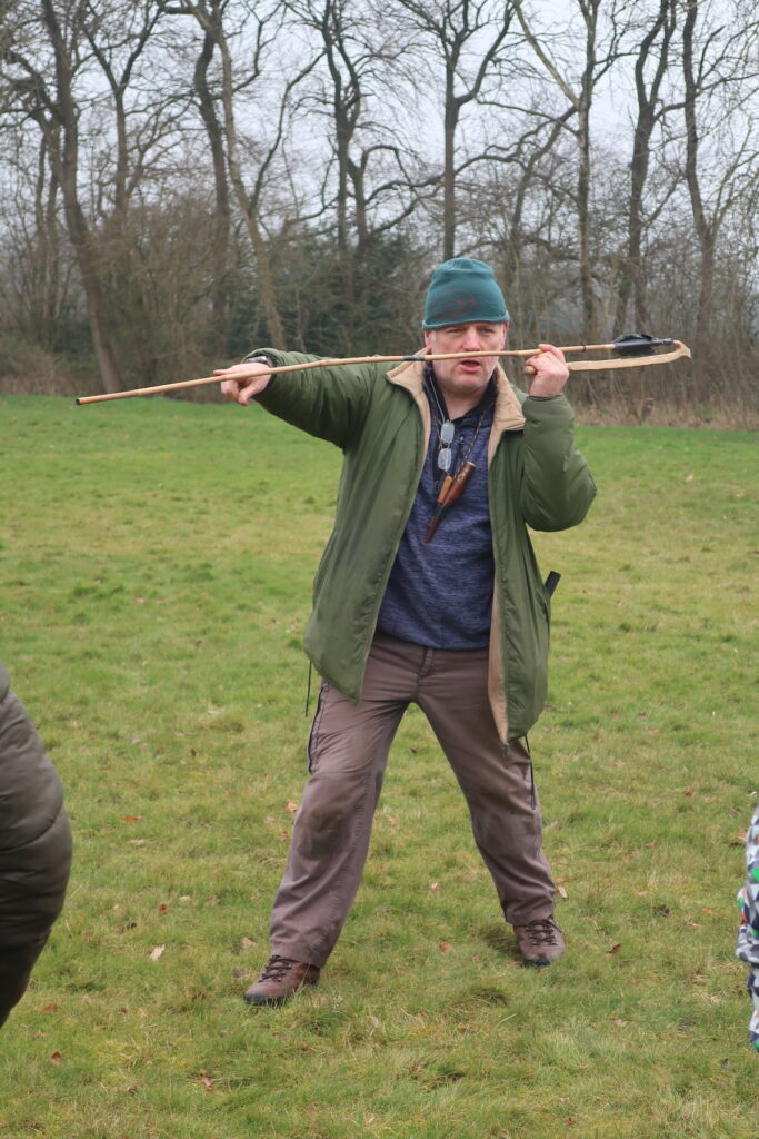 George demonstrating atlatl